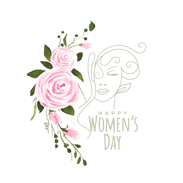 Vettore gratuito disegno di saluto del giorno delle donne del fiore dell'acquerello