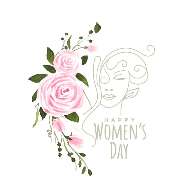 Watercolor flower womens day greeting design