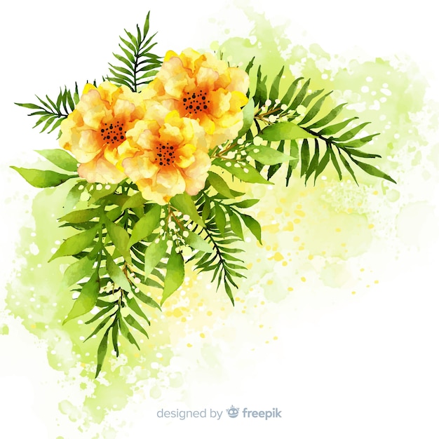 Бесплатное векторное изображение Акварельные цветы и листья