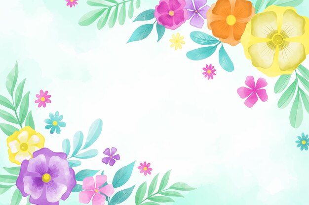 Watercolor flowers background in pastel colors concept