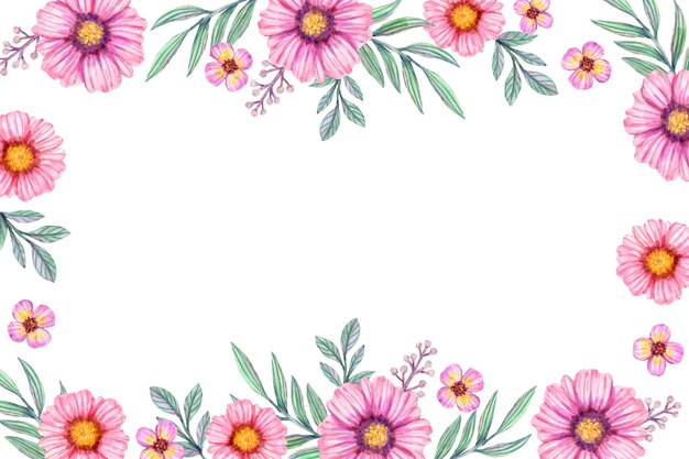 Watercolor flowers background in pastel colors