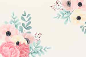 Free vector watercolor flowers background in pastel colors