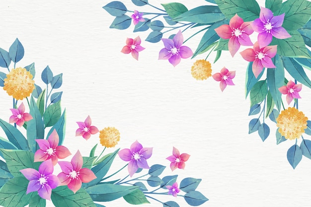 Free vector watercolor flowers background in pastel colors