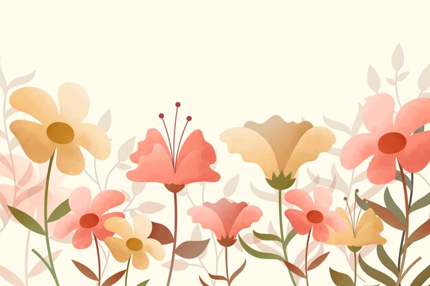 Watercolor flowers background in pastel colors