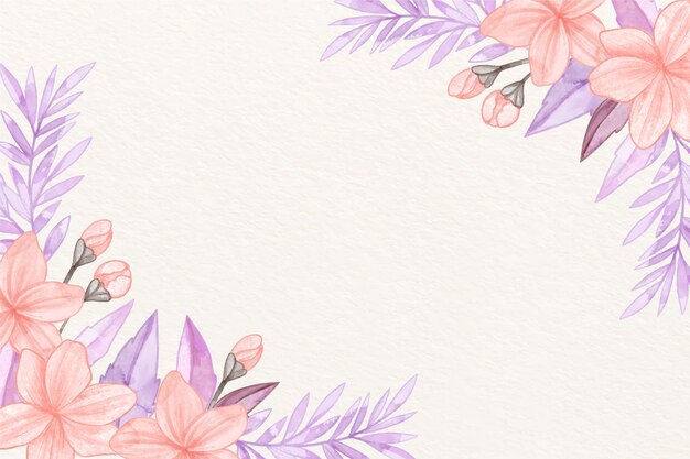 Watercolor flowers background in pastel colors