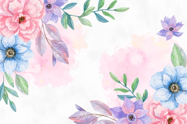 Watercolor flowers background in pastel colors