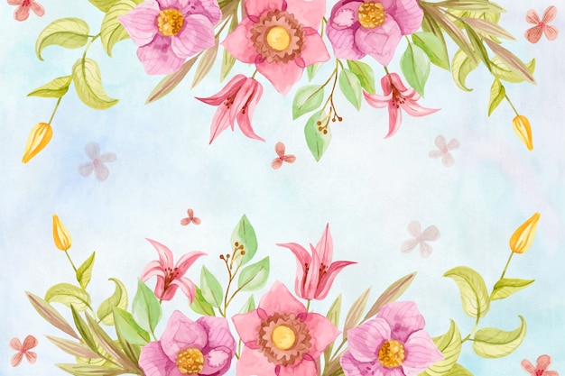 Watercolor flowers background in pastel colors