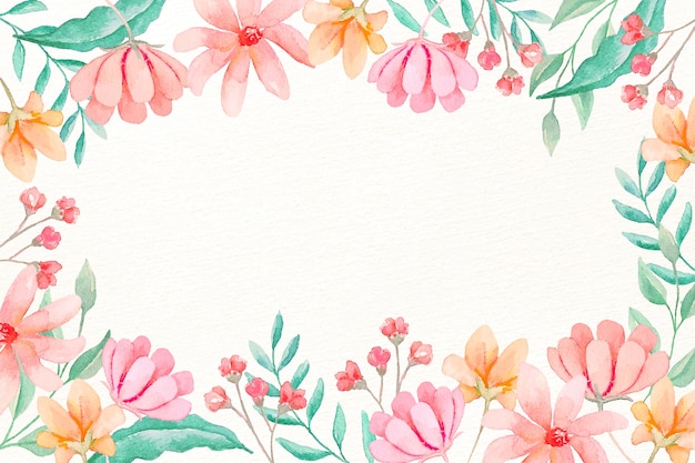 Watercolor flowers background in pastel colors