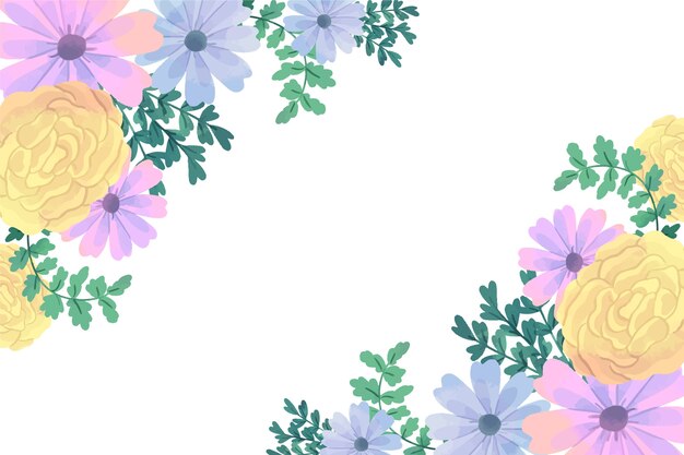 Watercolor flowers for background theme in pastel colors