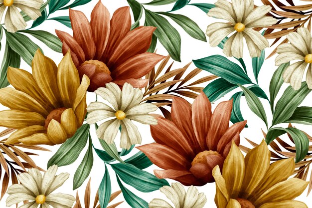 Watercolor flowers background