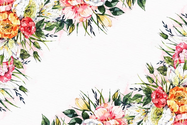 Watercolor flowers background