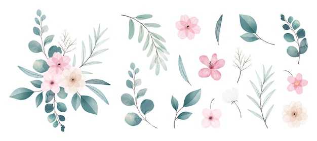 Free vector watercolor flowers collection