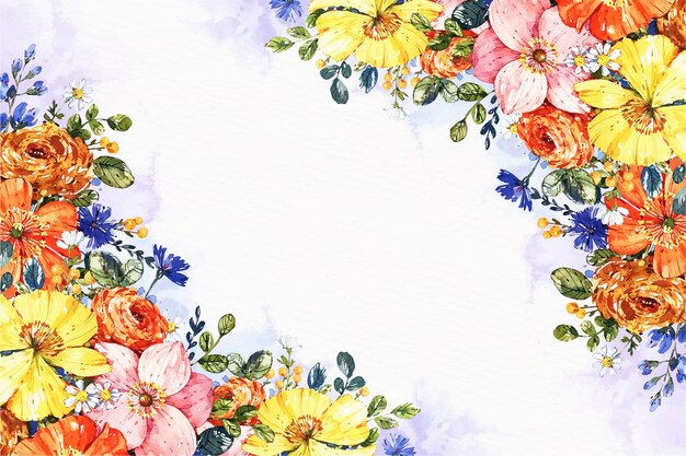 Watercolor flowers colorful background