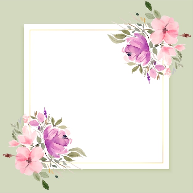 Watercolor flowers frame