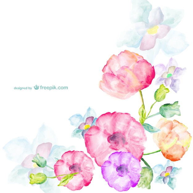 Free vector watercolor flowers greetings card