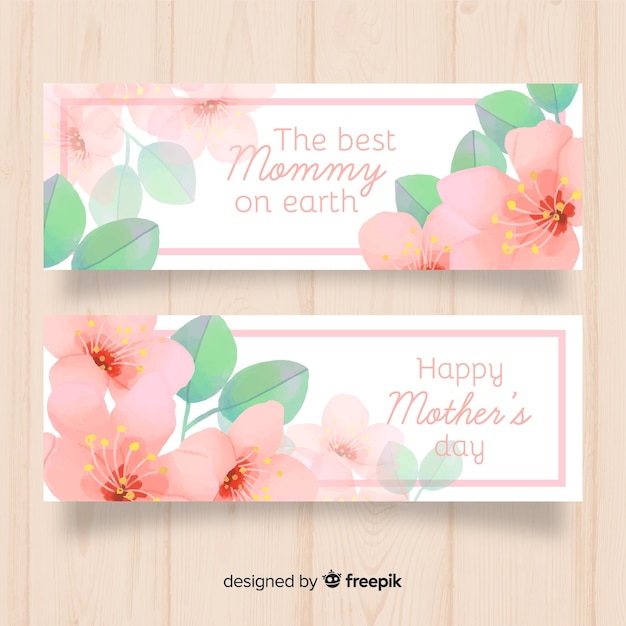 Watercolor flowers mother's day banner