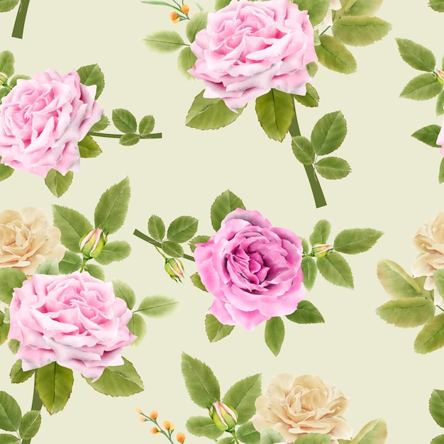 Watercolor flowers seamless pattern