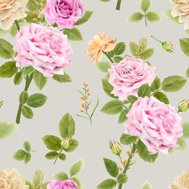 Free vector watercolor flowers seamless pattern