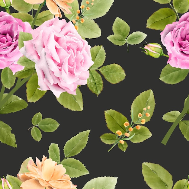 watercolor flowers seamless pattern