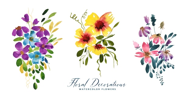 Free vector watercolor flowers set for wedding card