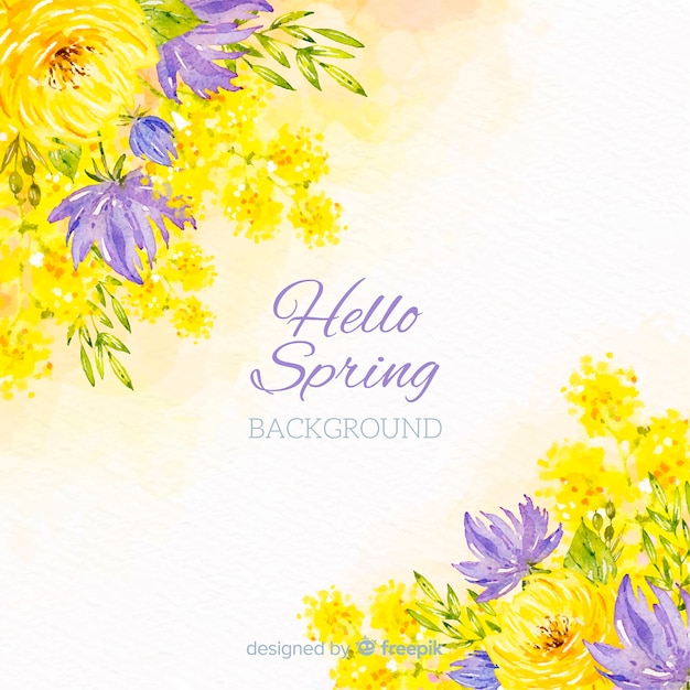 Free vector watercolor flowers spring background