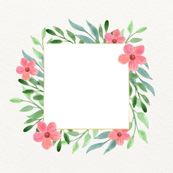 Watercolor flowers squared frame