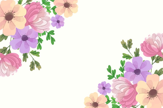 Watercolor flowers for wallpaper design in pastel colors