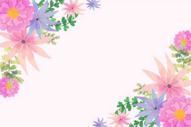 Watercolor flowers wallpaper in pastel colors concept