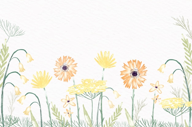 Free vector watercolor flowers wallpaper in pastel colors