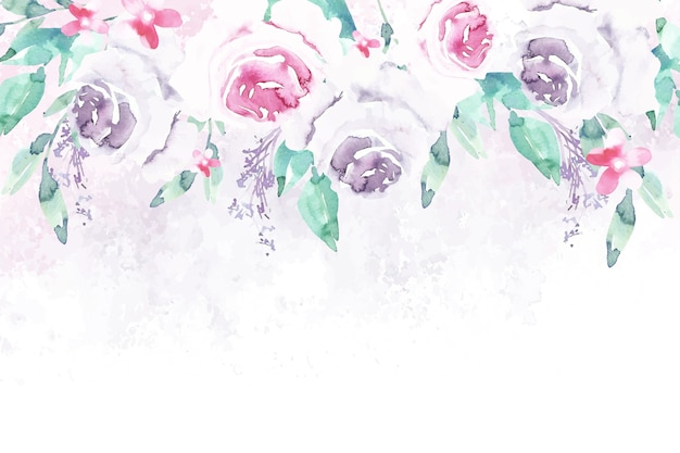 Free vector watercolor flowers wallpaper in pastel colors