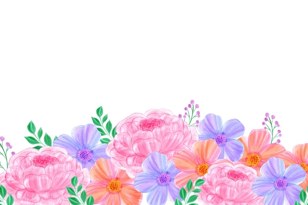 공백으로 수채화 꽃 벽지