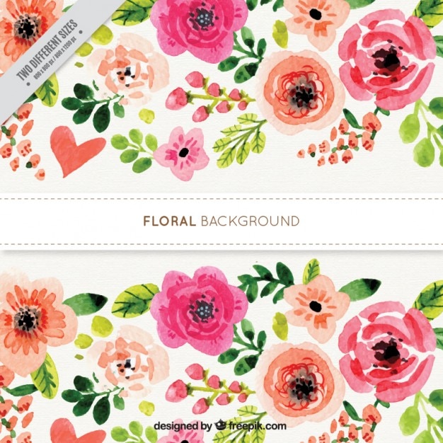Watercolor flowery background with roses