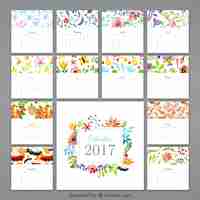 Free vector watercolor flowery calendar 2017