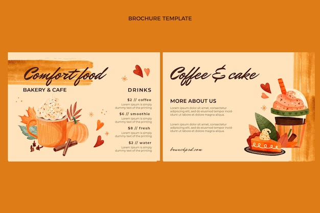 Watercolor food brochure template