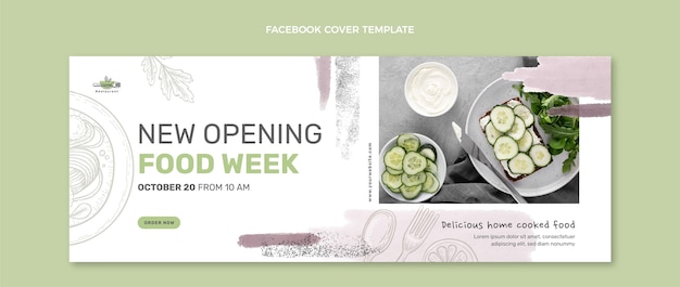 Free vector watercolor food facebook cover