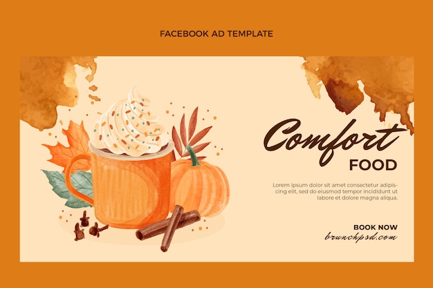 Бесплатное векторное изображение Акварельная еда facebook промо