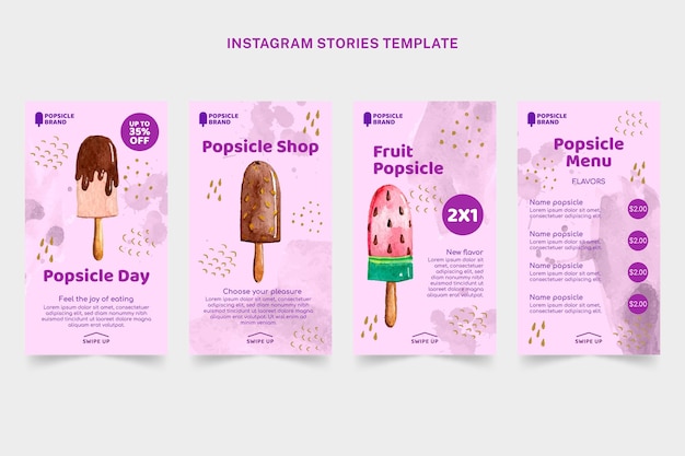 Watercolor food instagram stories template