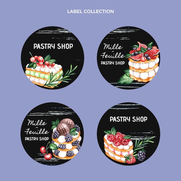 Free vector watercolor food label collection