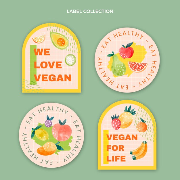 watercolor food labels and badges