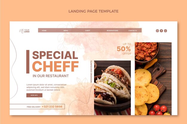 watercolor food landing page