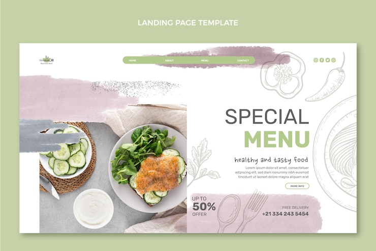 Free Vector watercolor food landing page