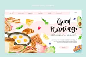 Free vector watercolor food landing page