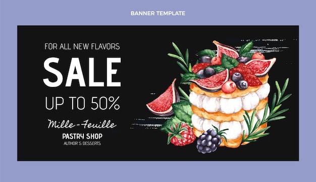 Watercolor food sale banner