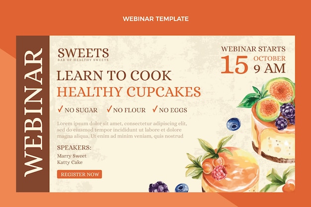 Free vector watercolor food webinar