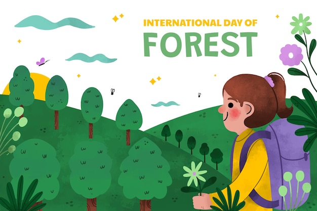 Free vector watercolor forest day background