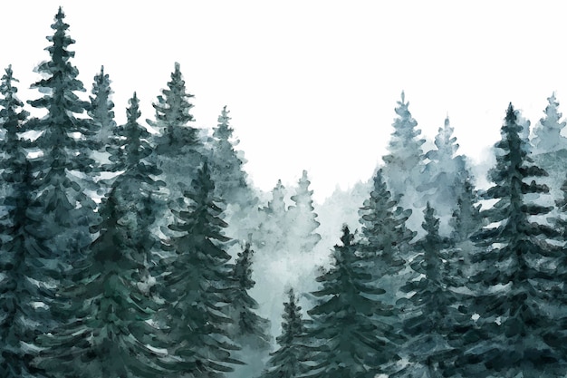 Watercolor forest landscape