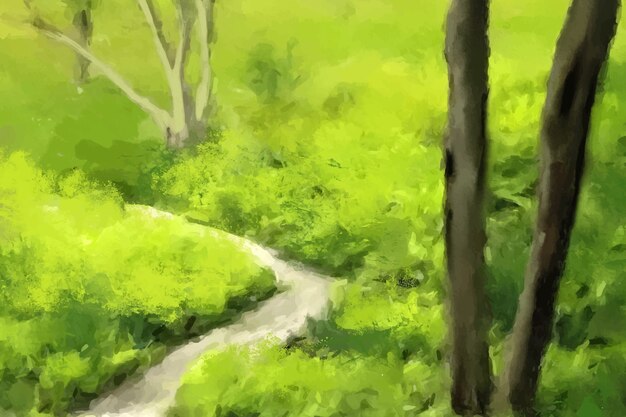 수채화 숲 풍경