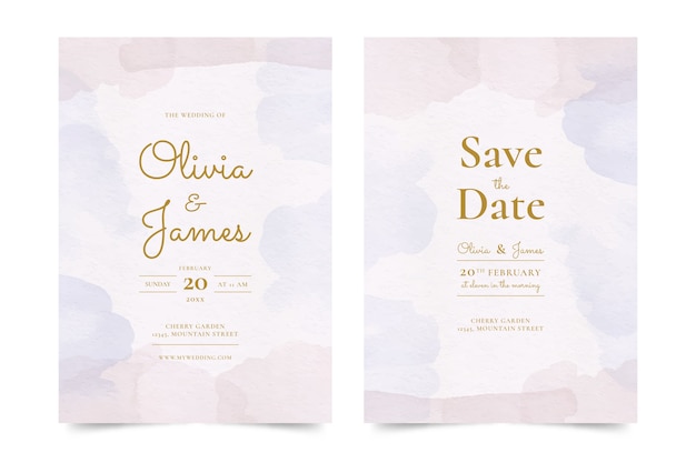 Watercolor formal wedding invitations