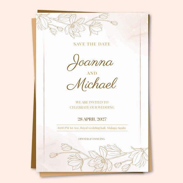 Watercolor formal wedding invitations