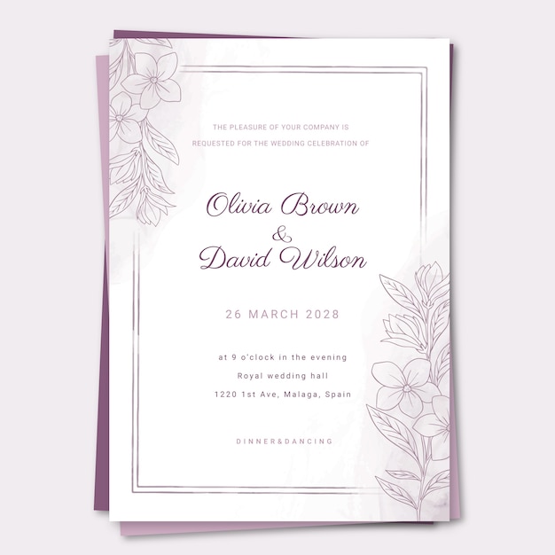 Free vector watercolor formal wedding invitations